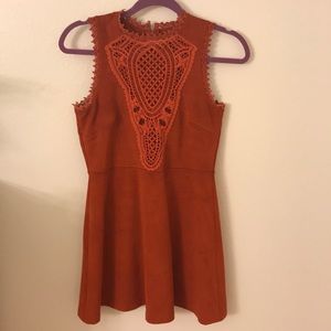 Topshop Burnt orange mini, sheer crochet front